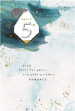 Hallmark 5th wedding anniversary greeting card with a 3D tag design, featuring elegant and festive details for celebrating love.