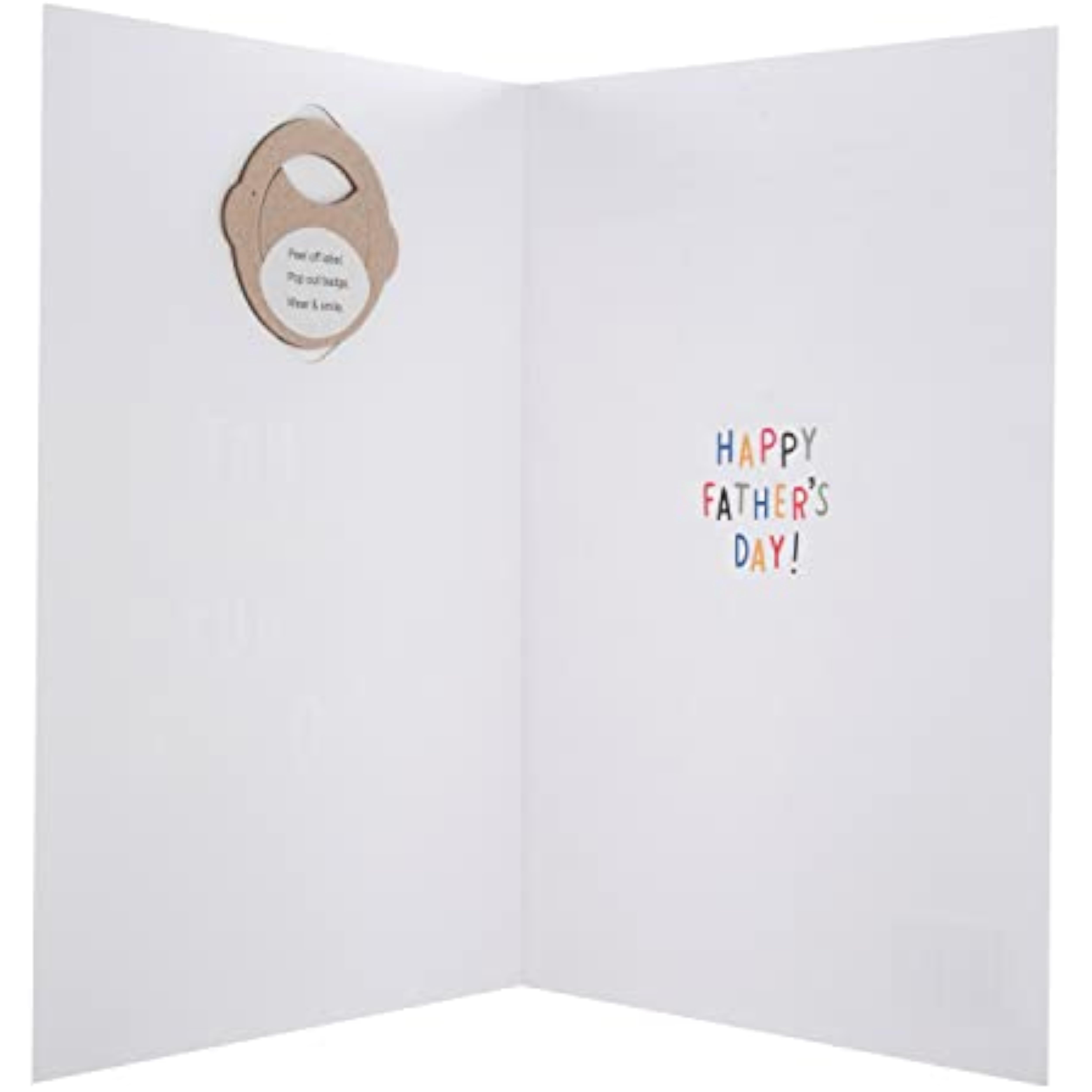 Hallmark Father’s Day greeting card with badge attachment, featuring a festive design and heartfelt message for dads.