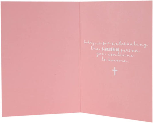 Hallmark confirmation greeting card for goddaughter, featuring heartfelt message and decorative design for celebrating her.