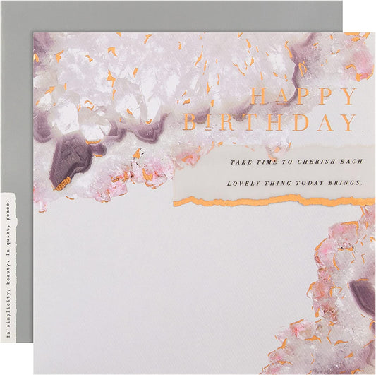 Contemporary marbled Hallmark greeting card with elegant design, perfect for birthdays and special occasions.
