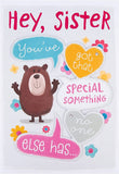 Hallmark Cute Sister Birthday Card featuring All About Gus illustration, colorful design, perfect for celebrating your sister's birthday.