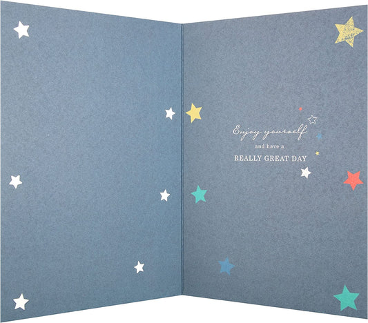 Hallmark Dad birthday greeting card with loving foil design, perfect for celebrating and expressing appreciation on his special day.