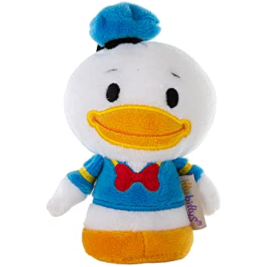 Hallmark Disney Donald Duck Itty Bitty Soft Toy greeting card featuring a cute Donald Duck plush with bright colors and playful design.