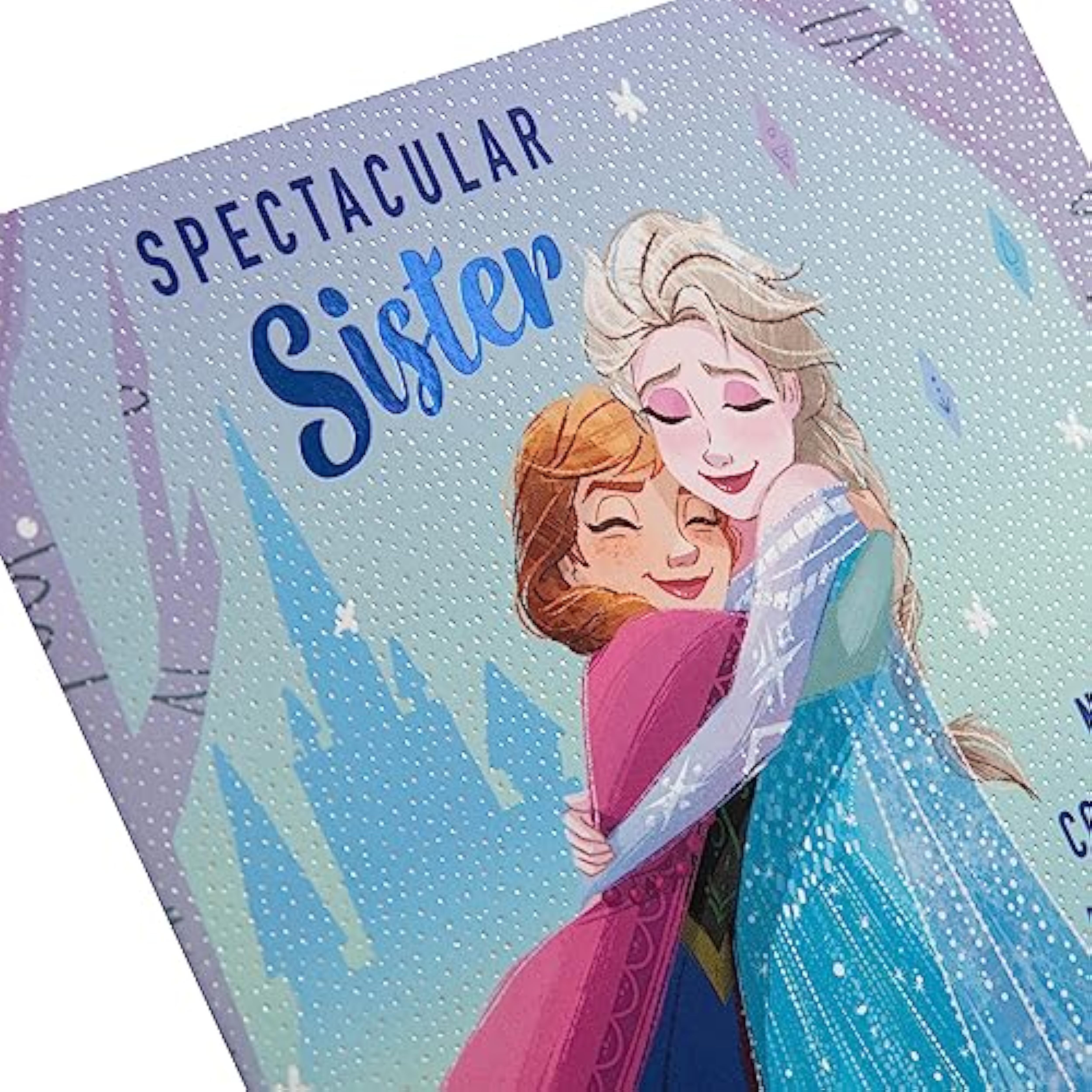 Hallmark Disney Frozen birthday greeting card for kids featuring characters from the Frozen movie in colorful, festive design.