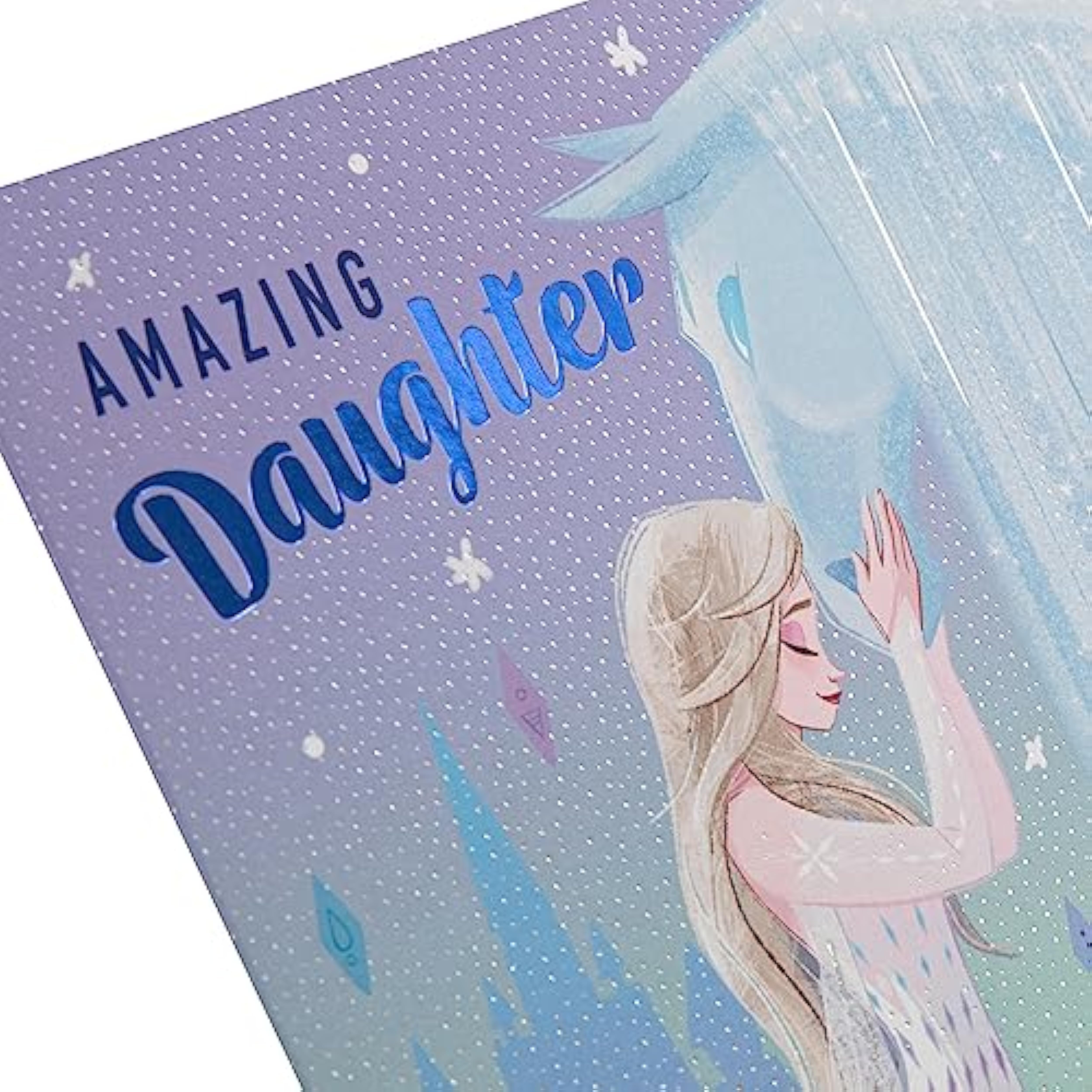 Hallmark Disney Frozen daughter birthday greeting card with colorful Frozen-themed design and heartfelt message inside.