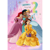 Hallmark Disney Princess birthday greeting card featuring magical celebration fun for a child's 2nd birthday.