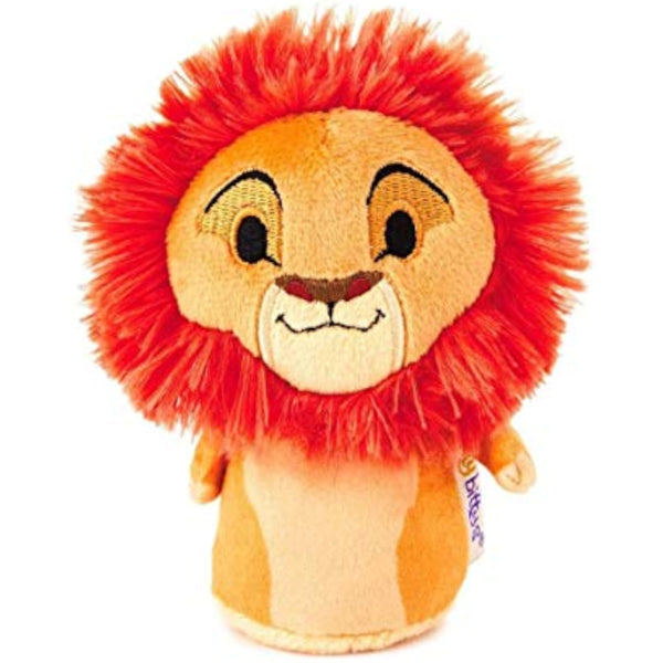 Hallmark greeting card featuring Disney's The Lion King Mufasa Itty Bitty soft toy design with vibrant lion imagery.