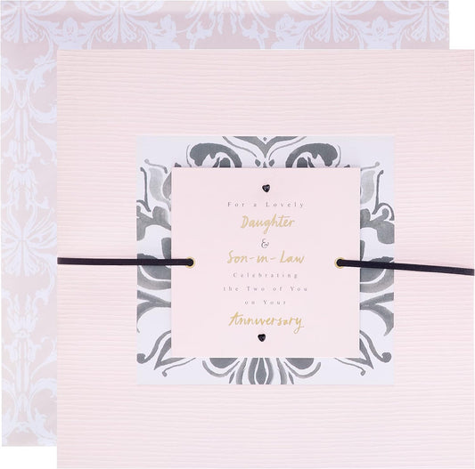 Hallmark elegant 3D daughter and son-in-law anniversary greeting card with intricate floral design and heartfelt message.