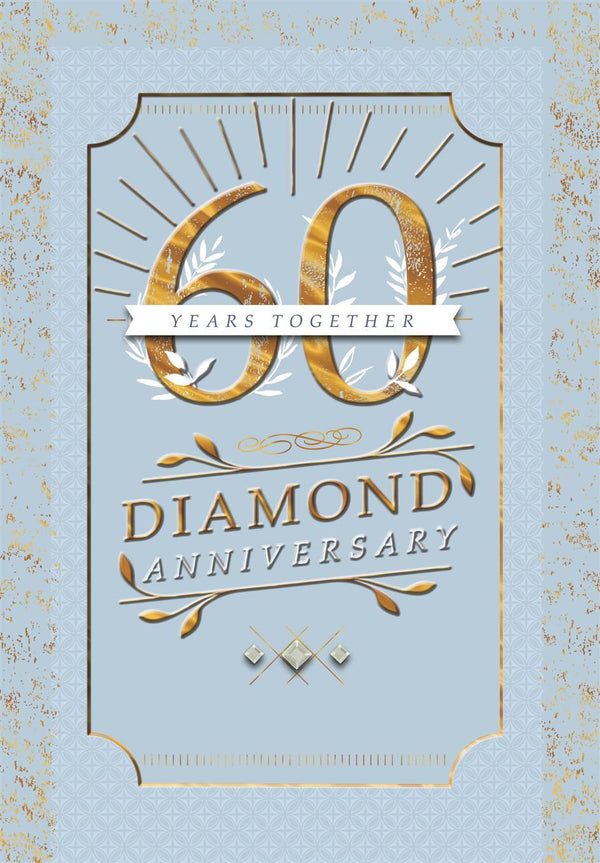 Hallmark elegant 60th diamond anniversary greeting card with gold accents celebrating 60 years together.
