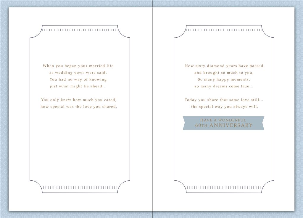 Hallmark elegant 60th diamond anniversary greeting card with gold accents, celebrating 60 years together in a sophisticated design.