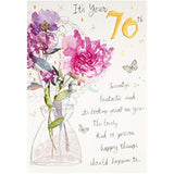 Hallmark elegant 70th birthday greeting card with embossed floral design, perfect for celebrating a milestone birthday.