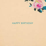 Hallmark greeting card featuring elegant floral gold design for friends' birthday celebration.