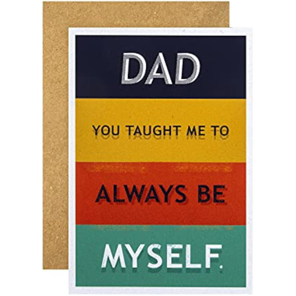 Funny Father’s Day greeting card by Hallmark featuring humorous text design on paper background.