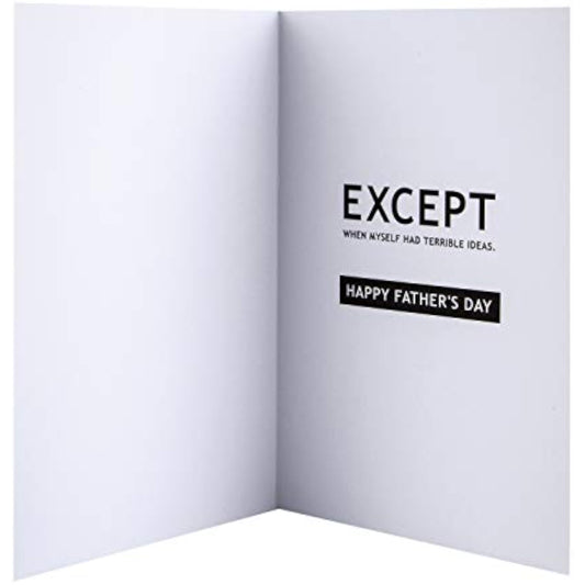 Hallmark Funny Text-Based Father’s Day Greeting Card with humorous message and colorful design on a white background.