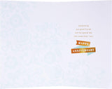 Hallmark anniversary greeting card with traditional floral and text design, featuring elegant flowers and heartfelt message.