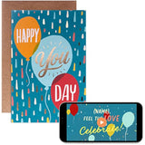 Hallmark Happy You Day Balloons Video Birthday Card featuring colorful balloons and playful design, perfect for celebrating birthdays.
