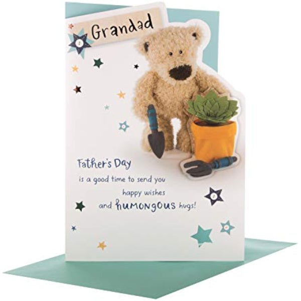 Hallmark Heartfelt 3D Father's Day greeting card for Grandad featuring a heartfelt design and "Humongous Hugs" message.