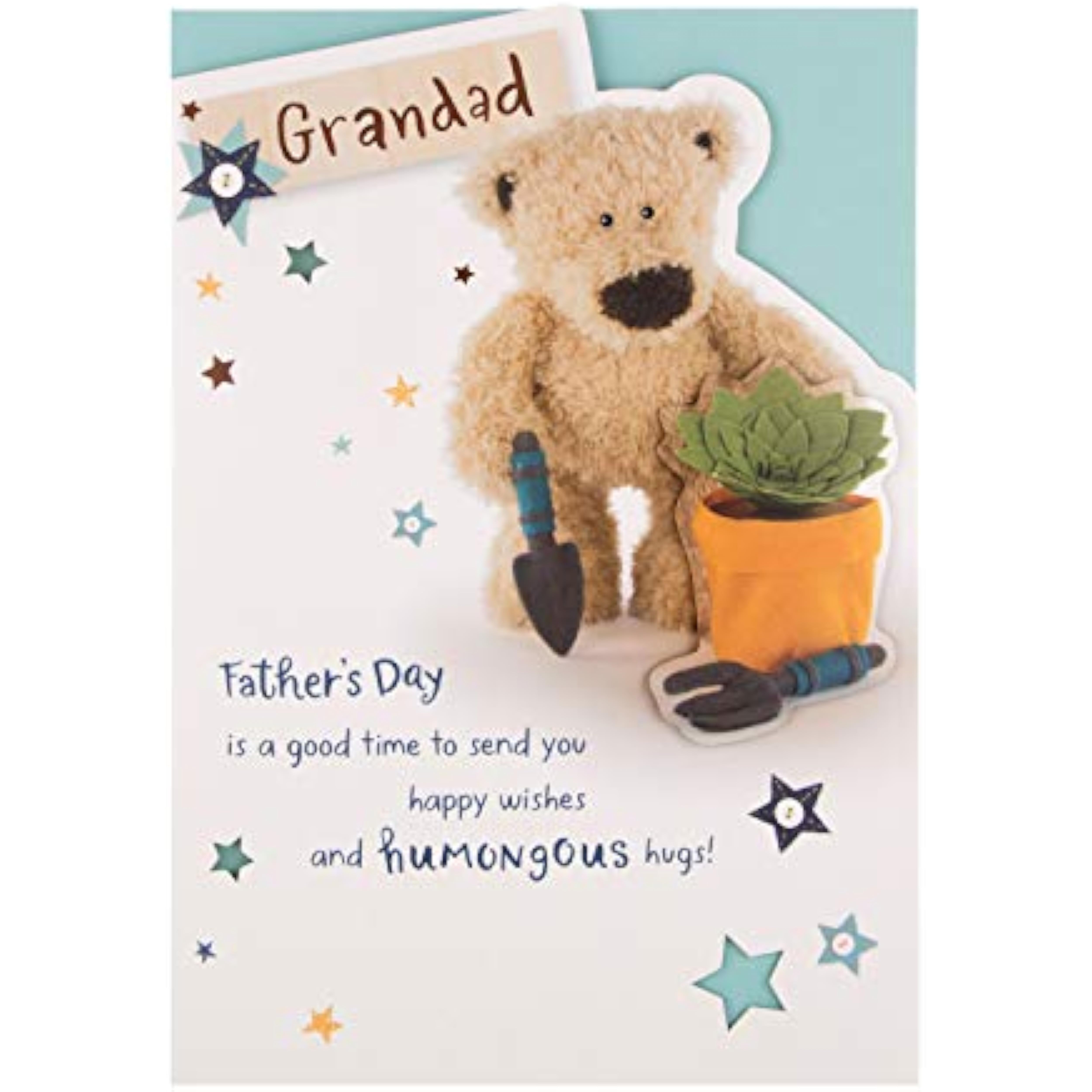 Hallmark Heartfelt 3D Father's Day card for Grandad with a colorful design and "Humongous Hugs" message inside
