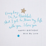 Hallmark husband birthday greeting card featuring heartfelt "I Love You" message, perfect for celebrating special occasions.