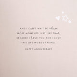 Gold laser-cut Hallmark anniversary greeting card for husbands, featuring intricate design and elegant craftsmanship.