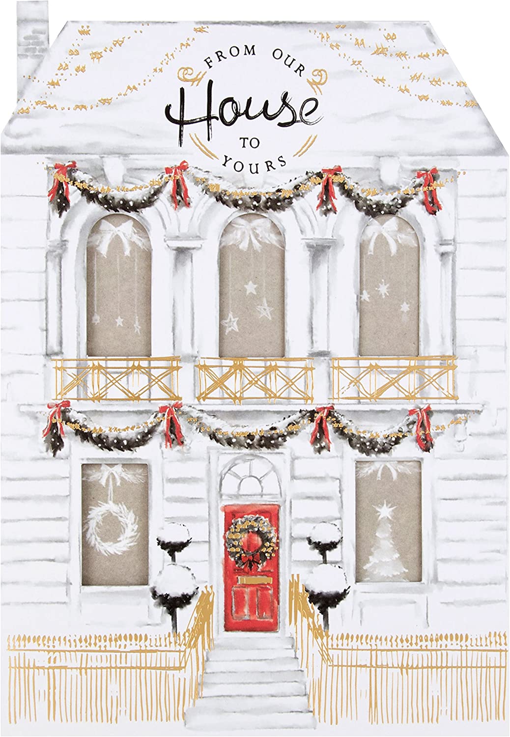 Hallmark Luxury House to House Christmas Card 'Happiest Times' with festive holiday design and elegant greeting message.