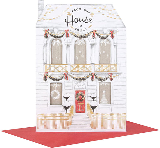 Hallmark luxury house to house Christmas greeting card with festive design and "Happiest Times" message.