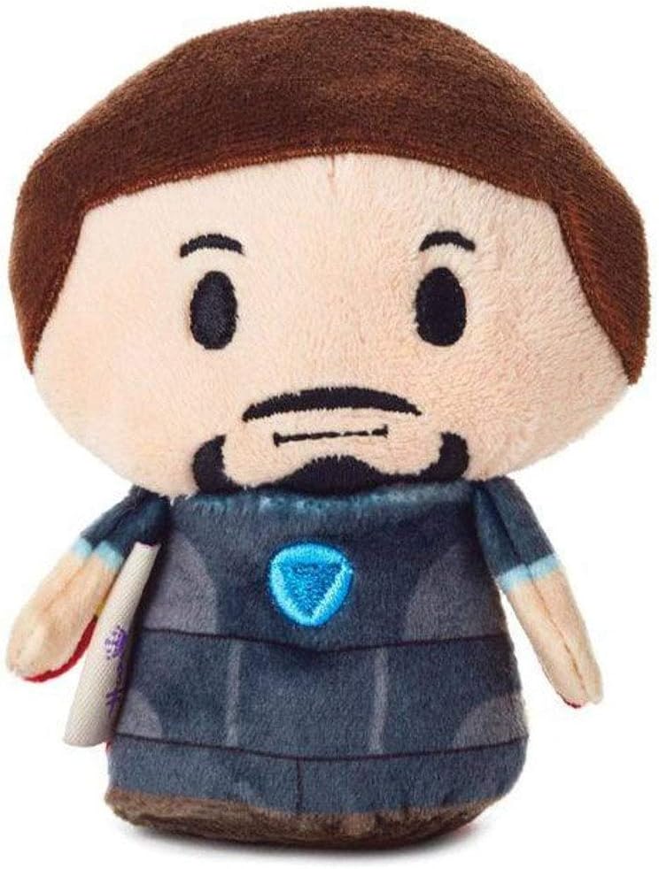Hallmark Marvel Iron Man Tony Stark reversible Itty Bitty soft toy greeting card featuring Iron Man design and soft plush material.