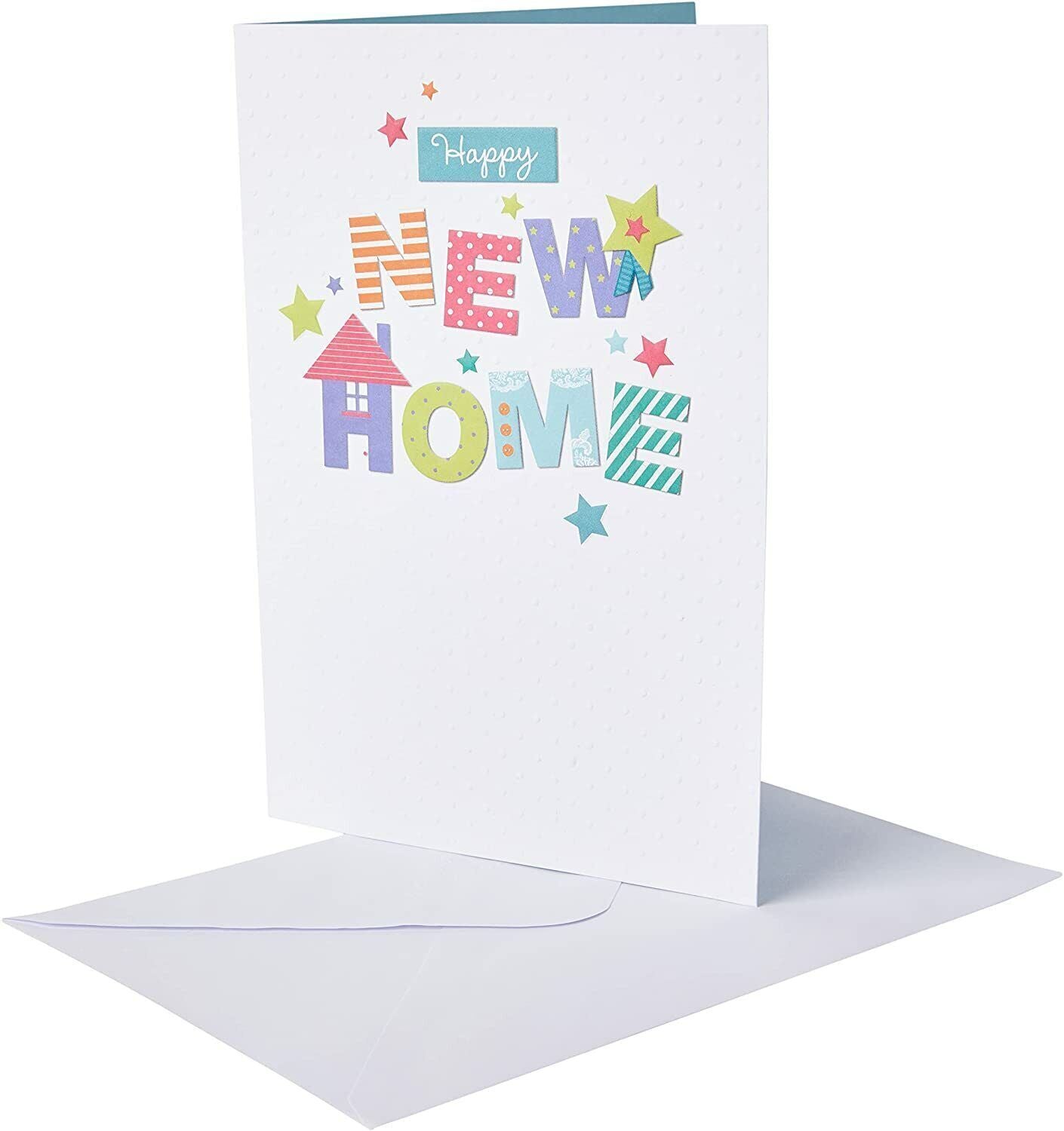 Hallmark New Home Sweet Home congratulation greeting card with colorful design and heartfelt message inside.