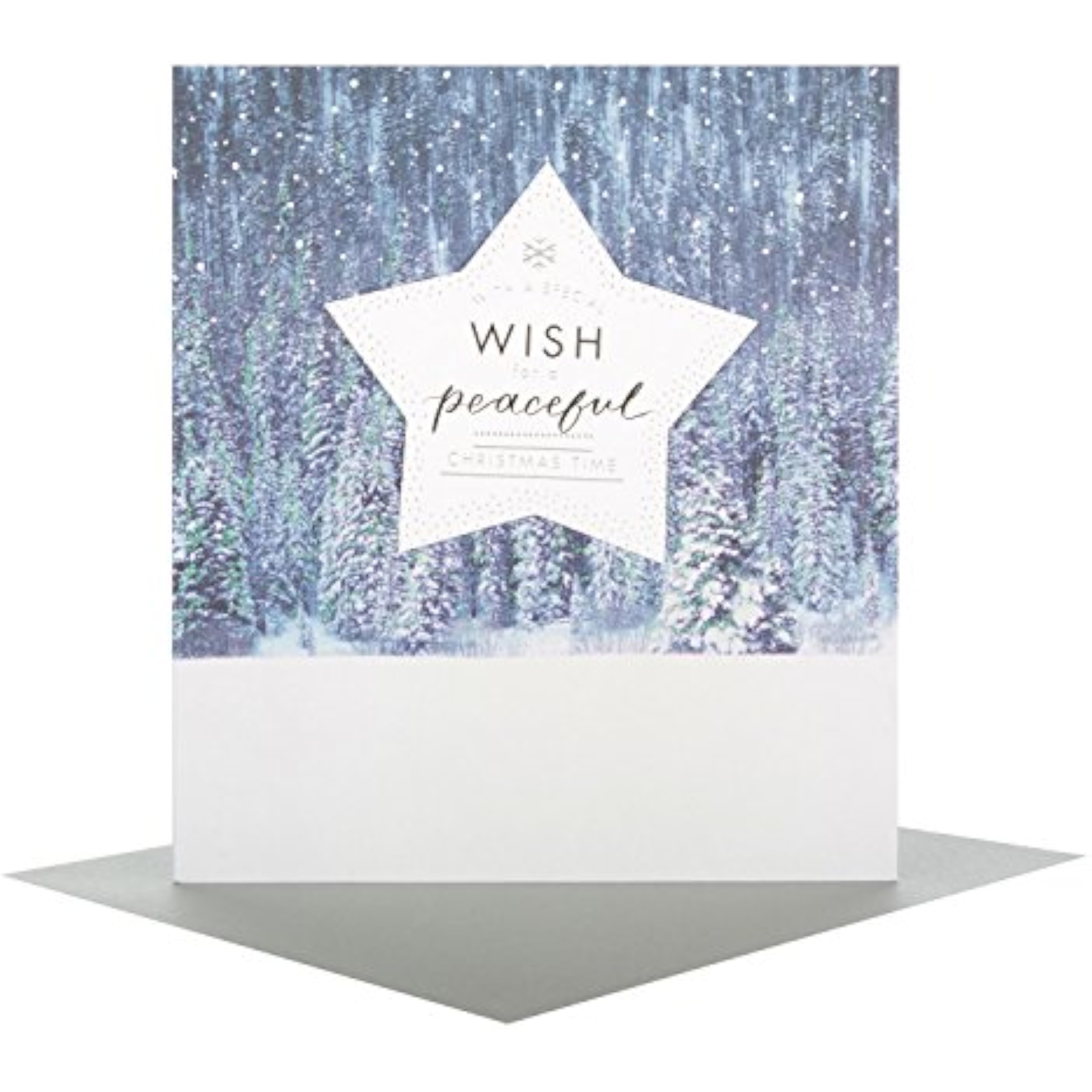 Hallmark Peaceful Christmas Wishes greeting card featuring a serene holiday design with festive motifs and heartfelt message.