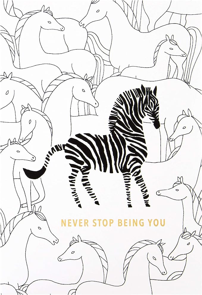 Hallmark playful zebra gold foil birthday greeting card with colorful zebra illustration and festive design.