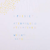 Rainbow gender reveal greeting card by Hallmark featuring "He or She?" message with colorful design and playful baby-themed illustrations.