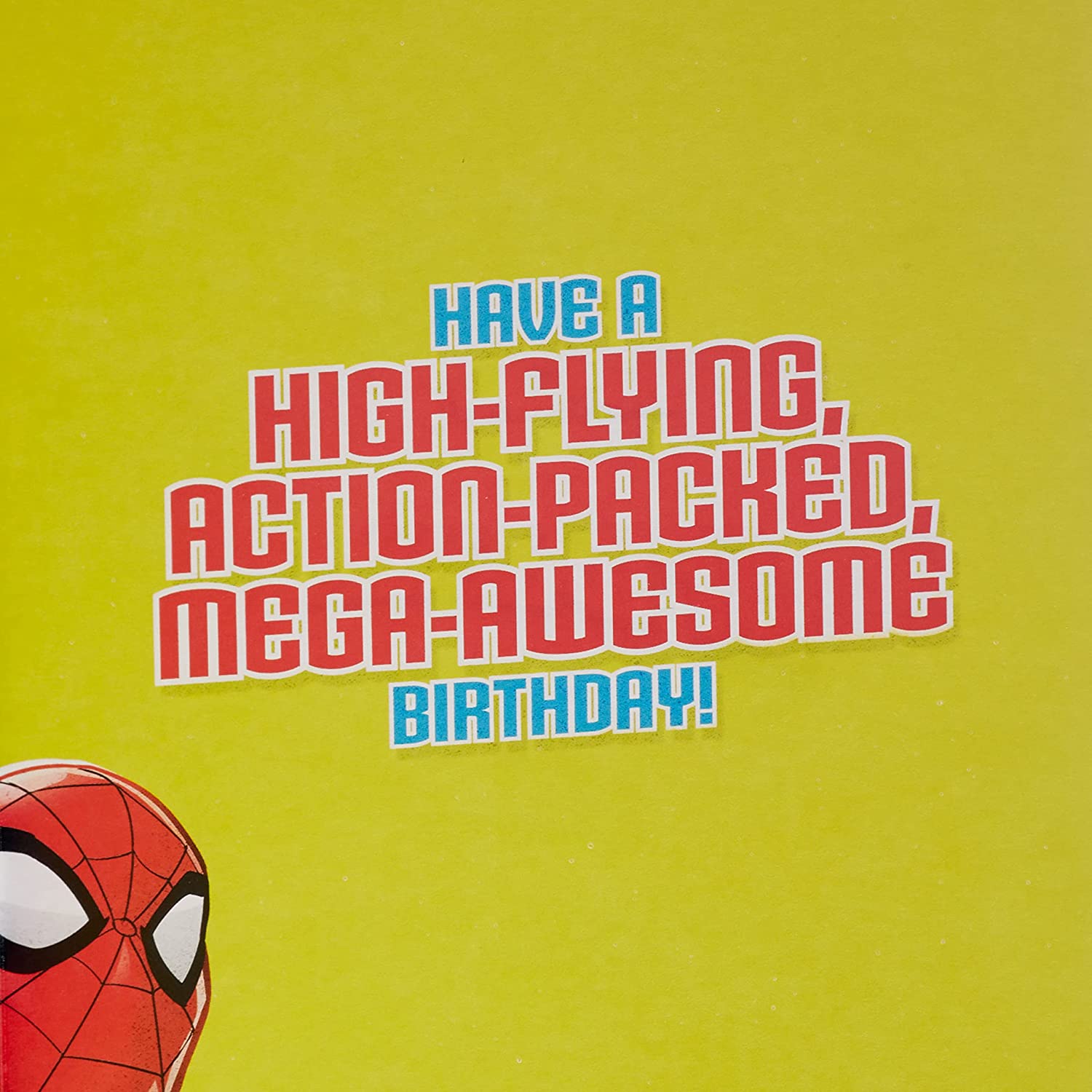 Hallmark Spider-Man 6th birthday greeting card featuring Spider-Man swinging on a web for web-slinging fun.