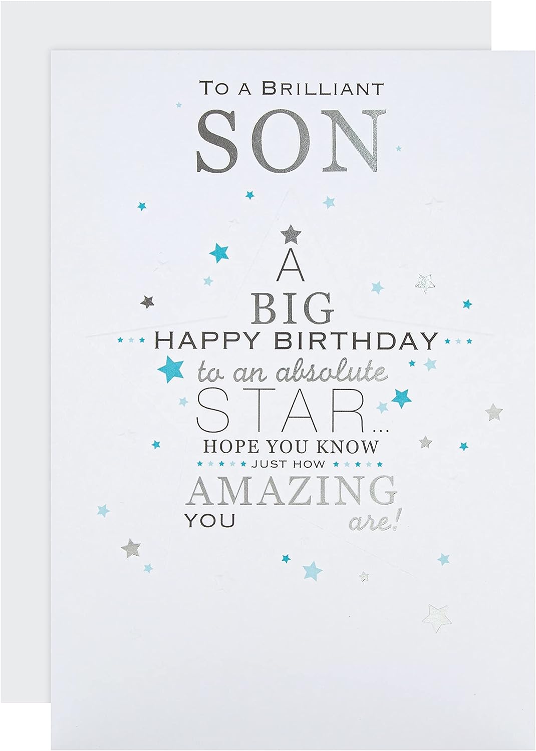 Star Son Silver Foil Hallmark birthday greeting card with shiny silver star design and festive message.