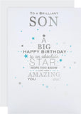 Star Son Silver Foil Hallmark birthday greeting card with shiny silver star design and festive message.