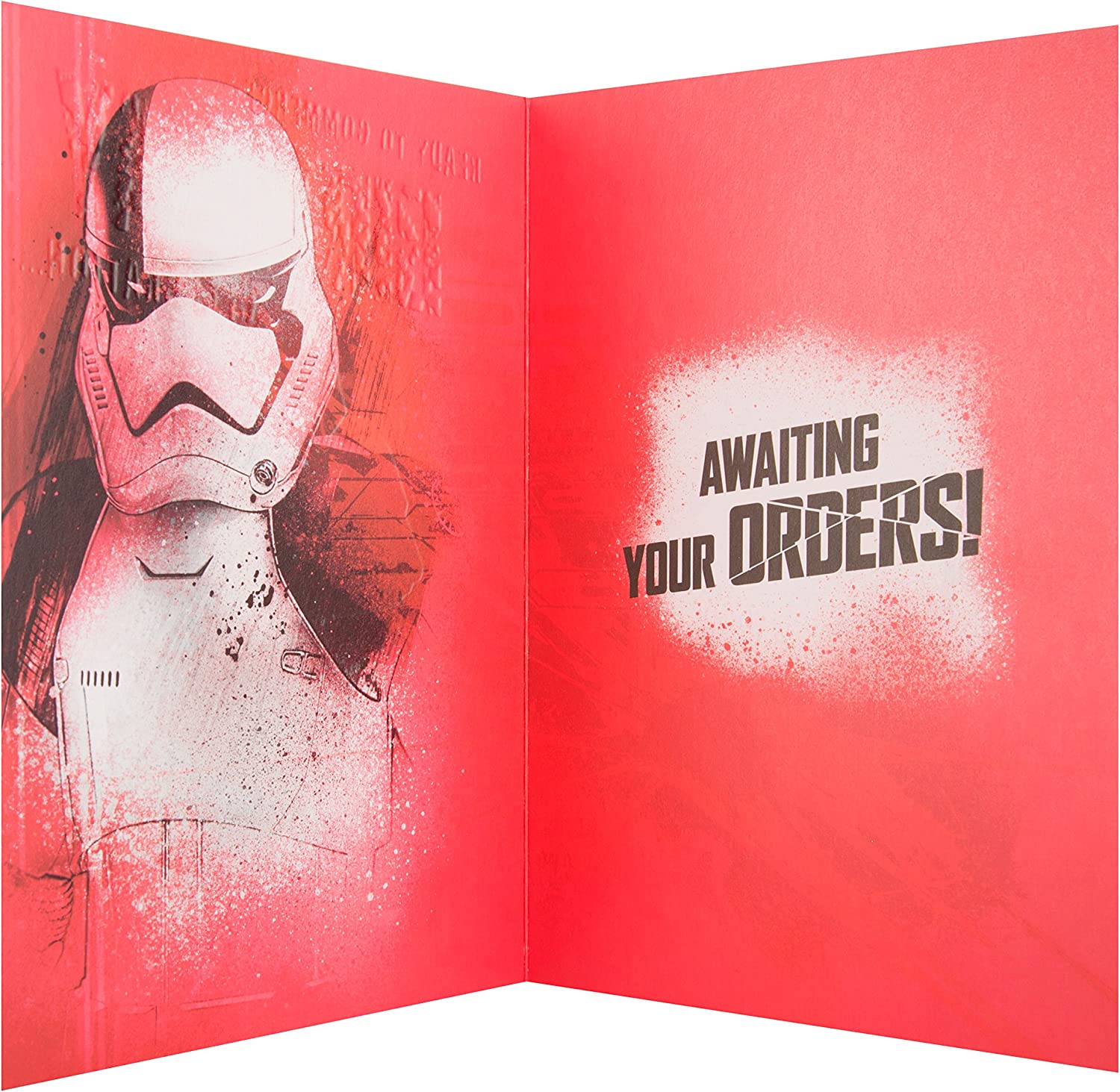 Star Wars birthday greeting card featuring Galactic Ready design from Hallmark, with iconic characters and space-themed artwork.