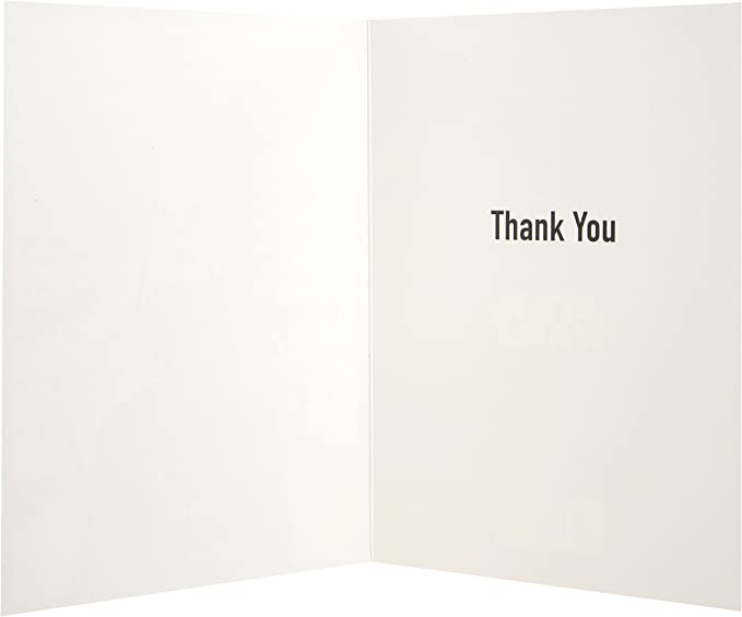 Hallmark Star Wars greeting card featuring the humorous "Does He Ever Say Thank You?" message with character illustrations.