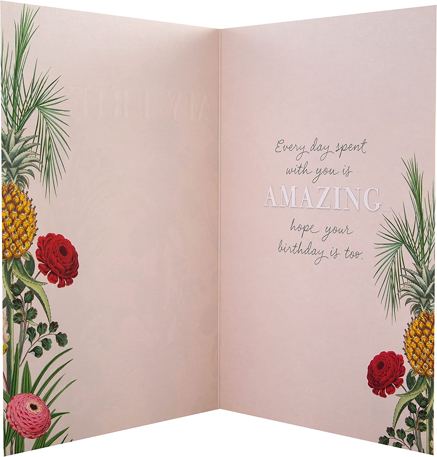 Vintage botanical gold greeting card from Hallmark with floral design, perfect for birthday wishes and friendship celebrations.