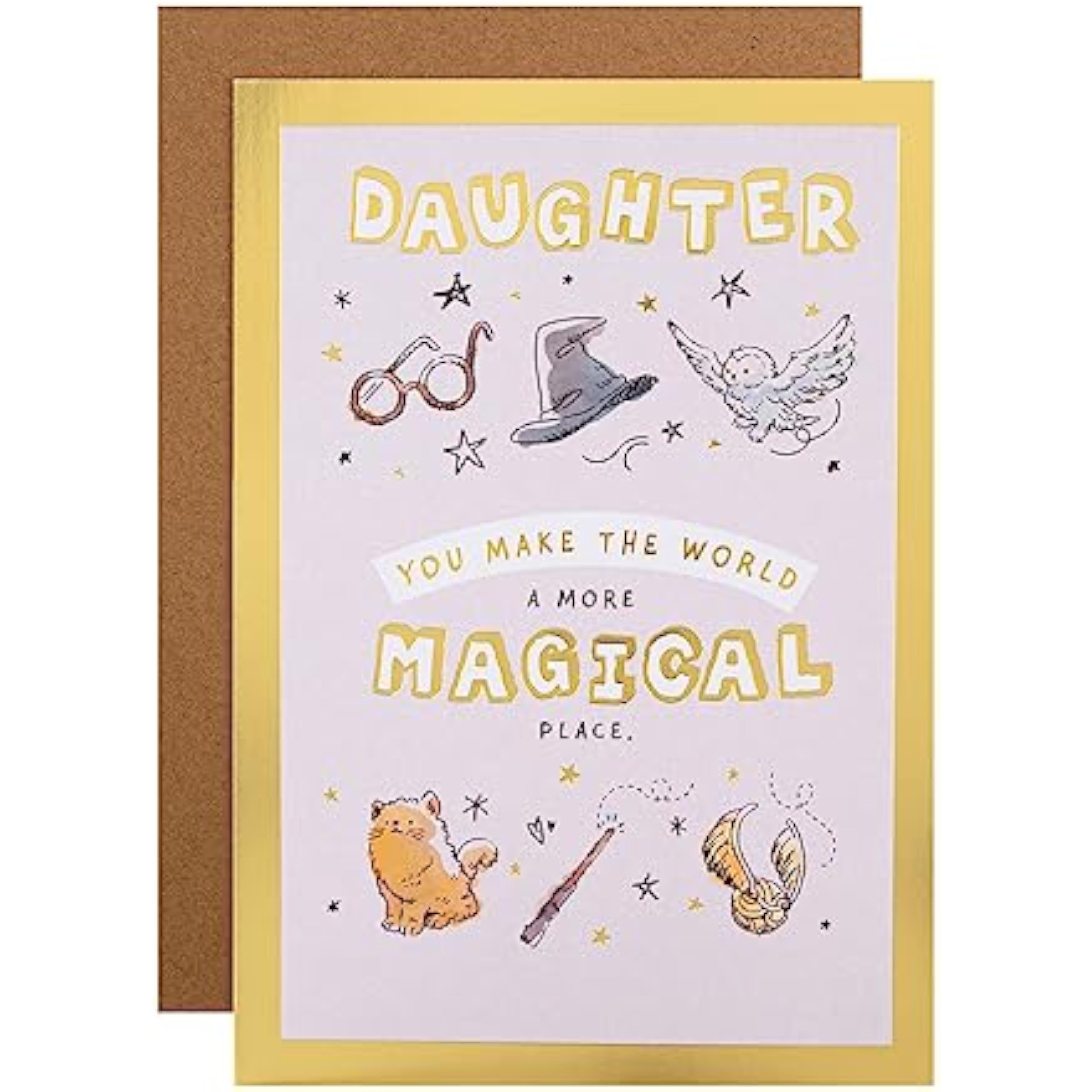 Hallmark Harry Potter magical daughter birthday greeting card with wizarding design and Harry Potter-themed illustrations.
