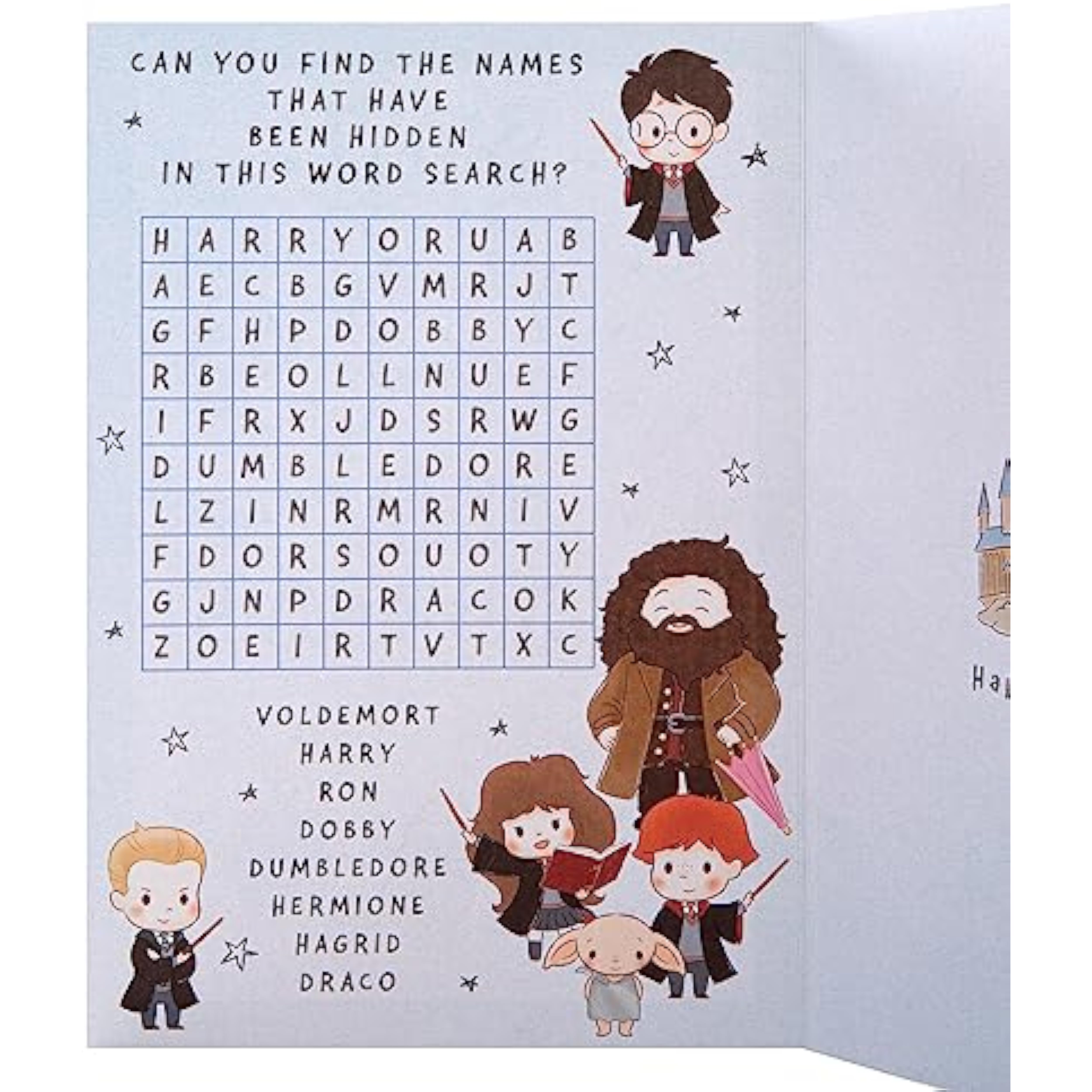 Hallmark Harry Potter birthday greeting card featuring Warner Brothers Harry Potter theme with magical design and birthday message.