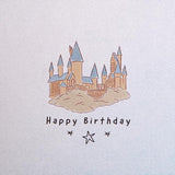 Hallmark Harry Potter birthday greeting card featuring Harry Potter character for son's birthday celebration.