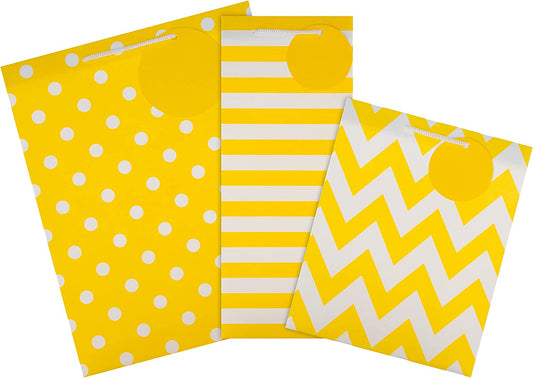 Yellow and white Hallmark greeting card gift bag bundle with multi-occasion designs, perfect for gifting in various celebrations.