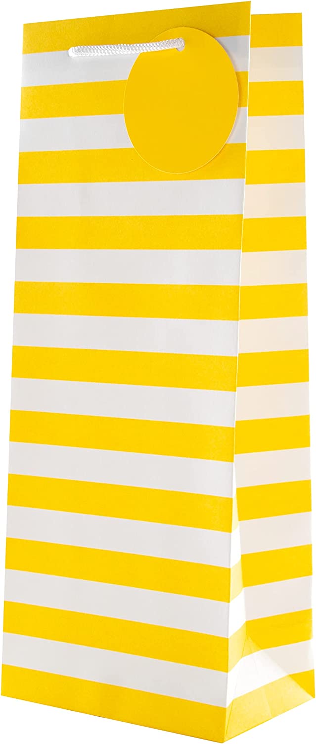 Hallmark yellow and white multi-occasion gift bag bundle with greeting cards, featuring cheerful designs and ribbon handles.