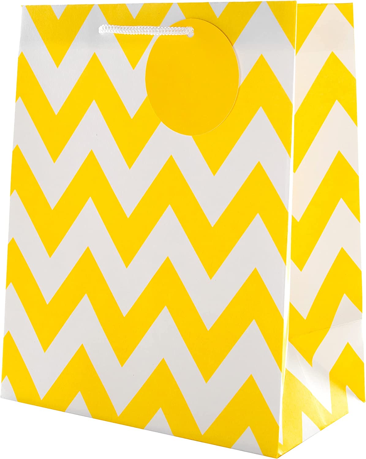 Hallmark yellow and white multi-occasion greeting card gift bag bundle with decorative handles and festive design.