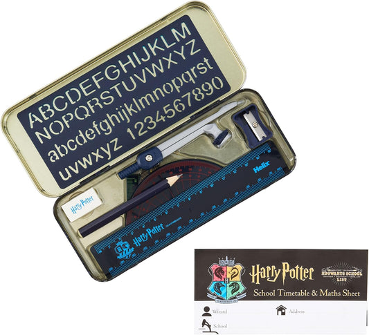 Harry Potter stationery set by Helix including notebooks, pens, and stickers with magical wizard-themed designs.