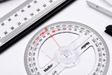 Helix Compact Essential Oracle Maths Set with 9 pieces including rulers, compasses, and mathematical tools for students