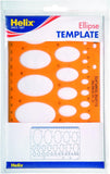 Helix Metric Ellipse Template showing various elliptical shapes and measurement markings for precise technical drawing and drafting.