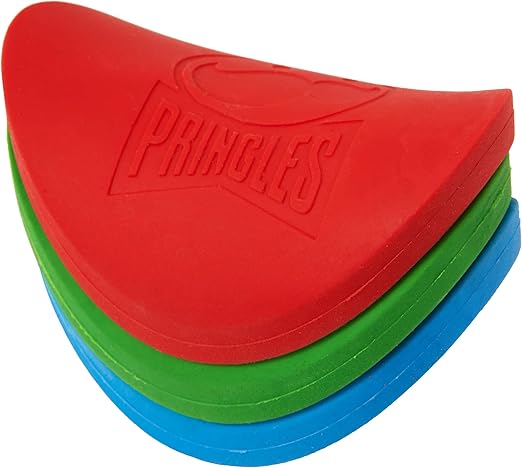 Helix Pringles desk set with two colorful containers and a snack serving tray on a white background.