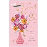 Blooming Beauty 60th Birthday Card - Red Flowers, Nail Varnish, and Lipstick