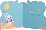 Cute Cartoon Bunny First Day At School Card