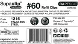 Rapesco Supaclip 60 Bulk Pack Stainless Steel Refill Clips (250pcs)
